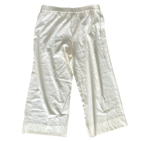 DREW Nylon Rayon Wide Leg Pant Womens Sz L Ivory Chic Pull On Beach Boho Minimal - Picture 2 of 10